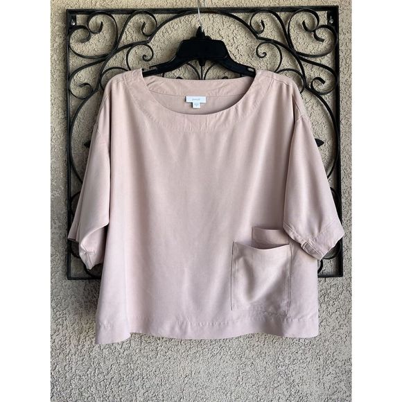 Pure jill boxy kimono style wide neck blouse -size xs- Tan - Picture 1 of 8